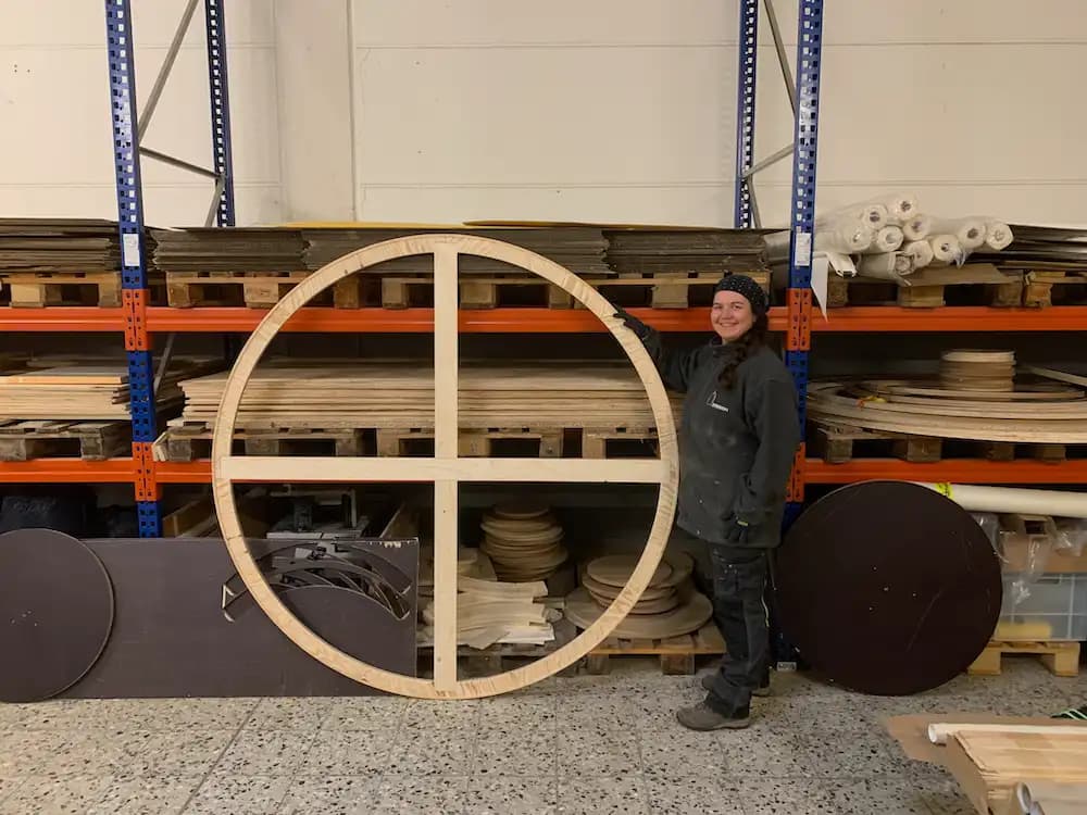 Large round wooden frame approximately 190 cm in diameter — oversized specialty format from Xanadu Frames