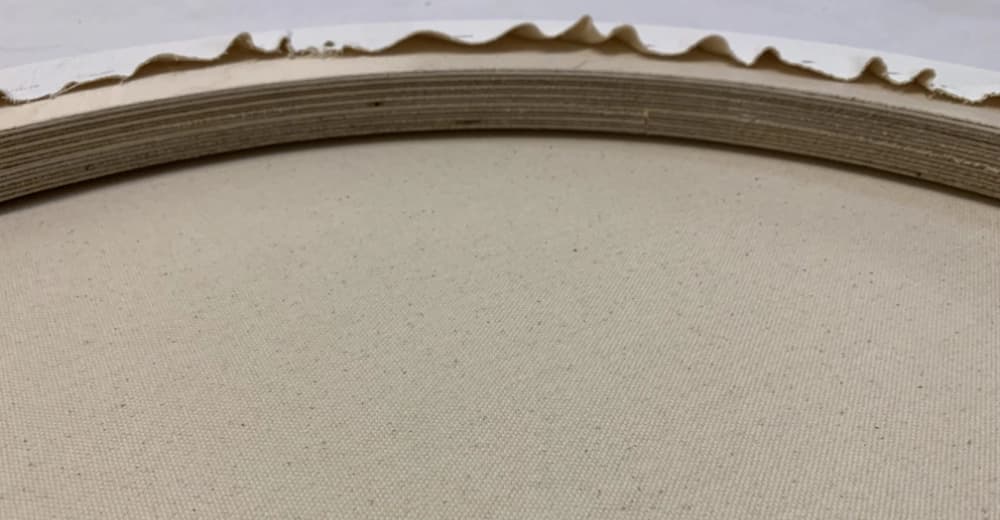 Back view of a round canvas showing the rebate milling groove detail